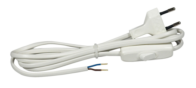Kabel priključni sa prekidačem H2-F - 2x0.75L=2m / Beli