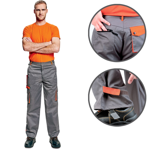 Pantalone DESMAN klasičan kroj / Diolen 235g / Siva-oranž