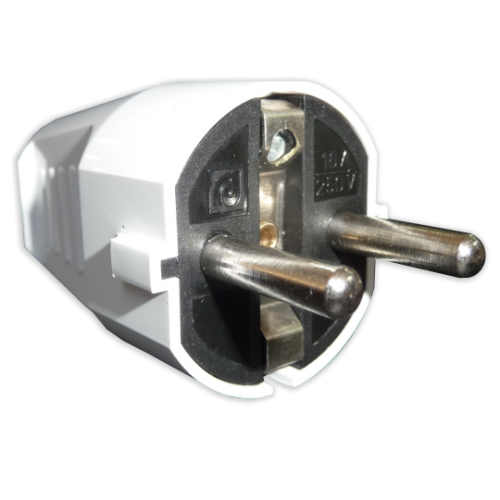 Aling - Dvopolni utikač ravni sa kontaktom za uzemljenje ŠUKO - 307.0 / Beli