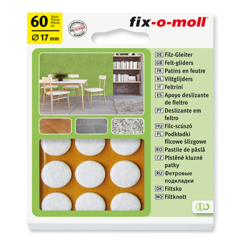 Podloške iz filca - 17mm / Bela / 60kom