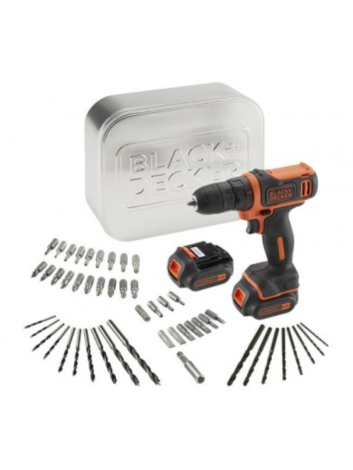 Black & Decker - Aku bušilica odvijač - 10.8V / + 2 baterije LI-Ion + pribor + metalna kutija
