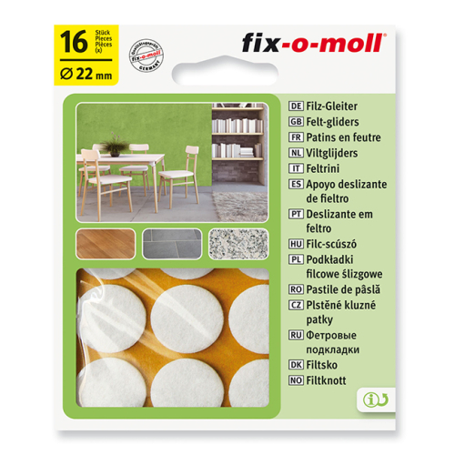 Podloške iz filca - 22mm / Bela
