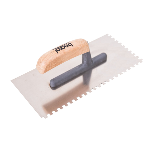 Gleterica Inox nazubljena - 6x6mm - Kratka osnova / Drvena drška