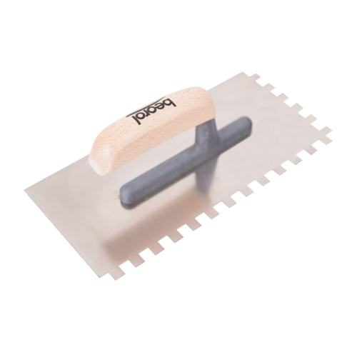 Gleterica Inox nazubljena - 10x10mm - Kratka osnova / Drvena drška