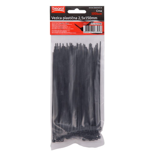 Vezica plastična - 2.5x150mm / Crna