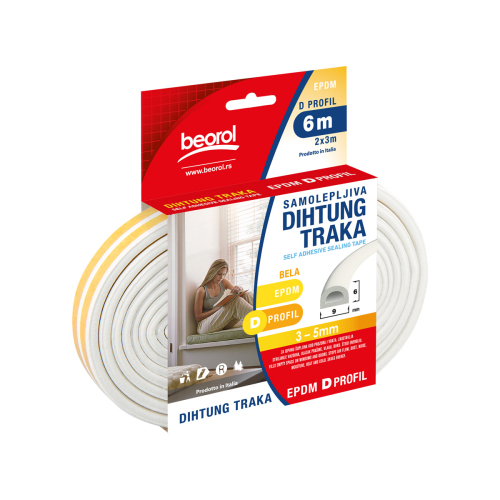 Samolepljiva dihtung traka - 6m / D bela